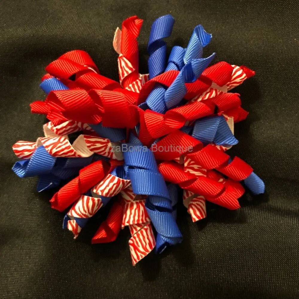 Red Zebra, Royal Blue & Red Korker Bow   4B2115   Handmade NWT Boutique